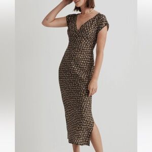 Madewell Brown Floral Sheath Midi Dress